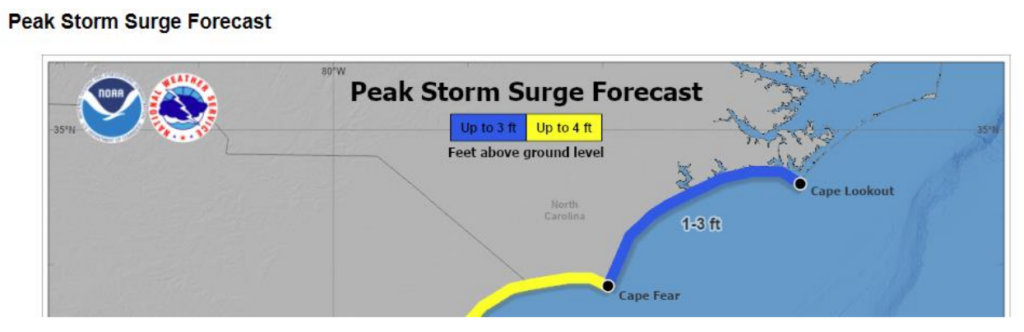 NOAA Predicted Storm Surge During Debby